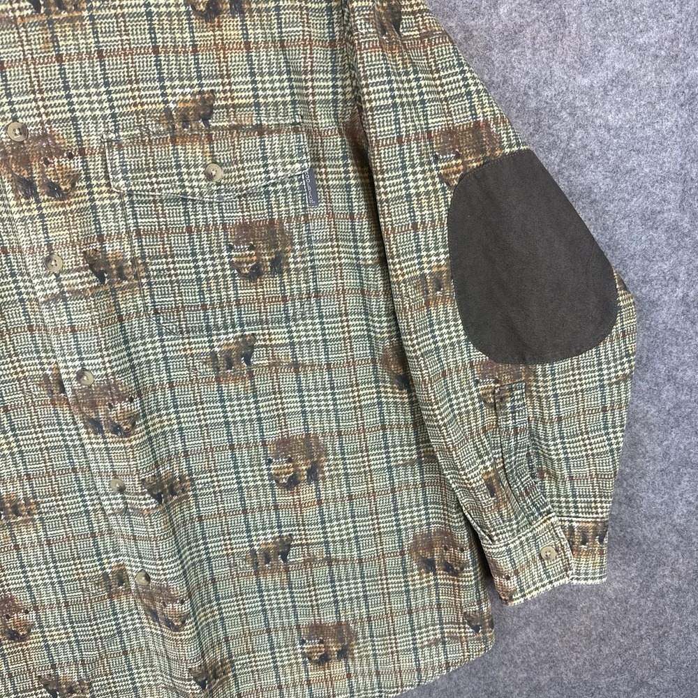Woolrich Flannel Shirt Mens Large Bears Plaid AOP Button Up Elbow Patches - Picture 4 of 9